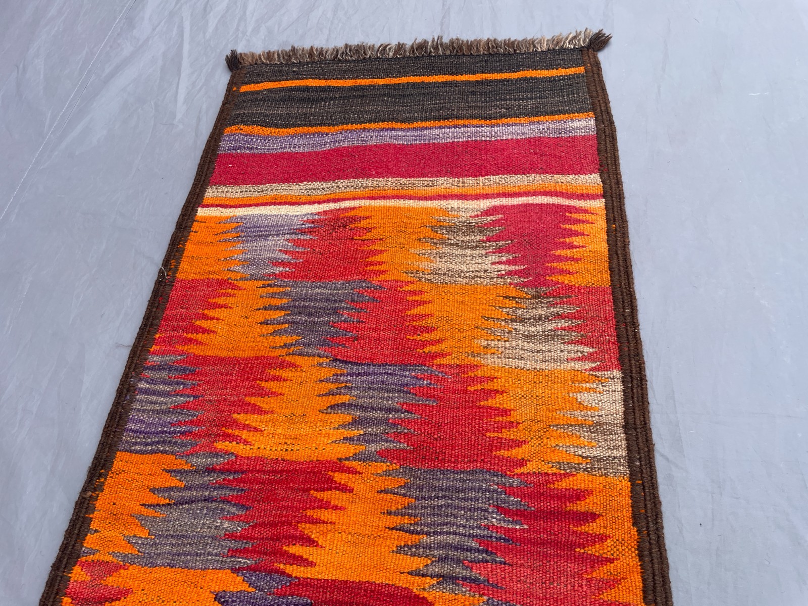 1’7 x 8 Ft Colorful Ghalmori Kilim Runner – Hallway Runner Boho Style Flatweave
