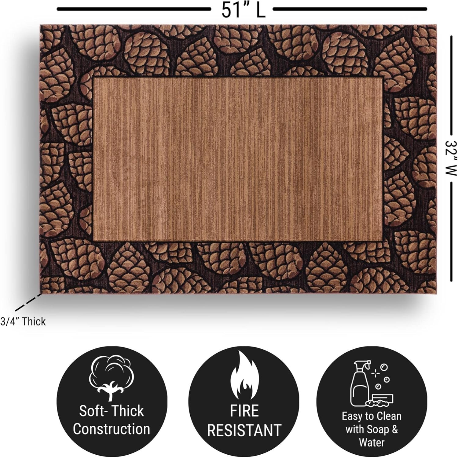 Rustic Pine Cone Hearth Rug for Cozy Cabin Decor