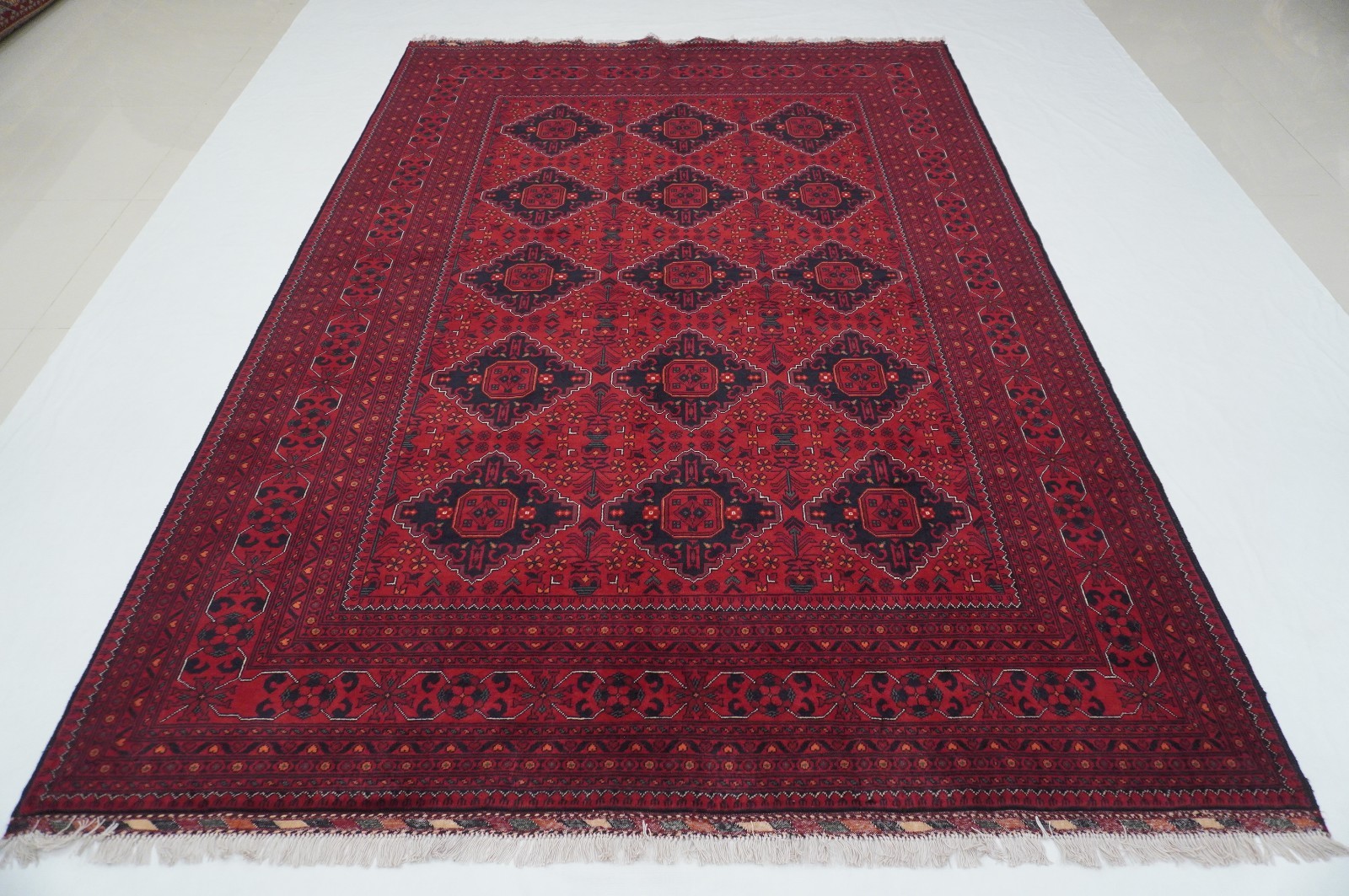 7×10 ft Red Khal Mohammadi Afghan Hand Knotted Wool Area Rug 6’7″x9’5″