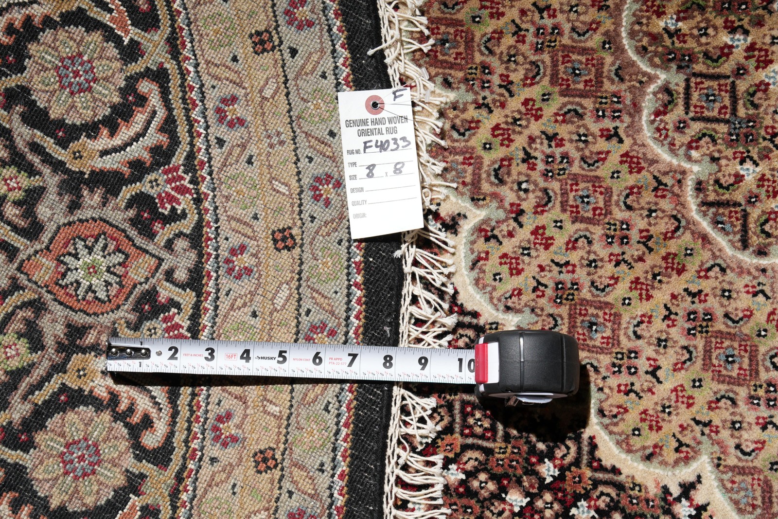 8.0 x 8.0 Round Fine Quality Wool and Silk Mahii Tabriiz rug #F-4033