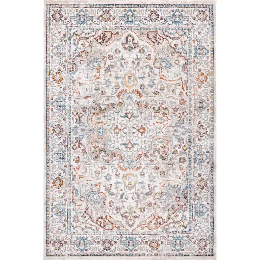Cady Machine Washable Transitional Beige 6 Ft. 7 In. X 9 Ft. Area Rug Free Shipp