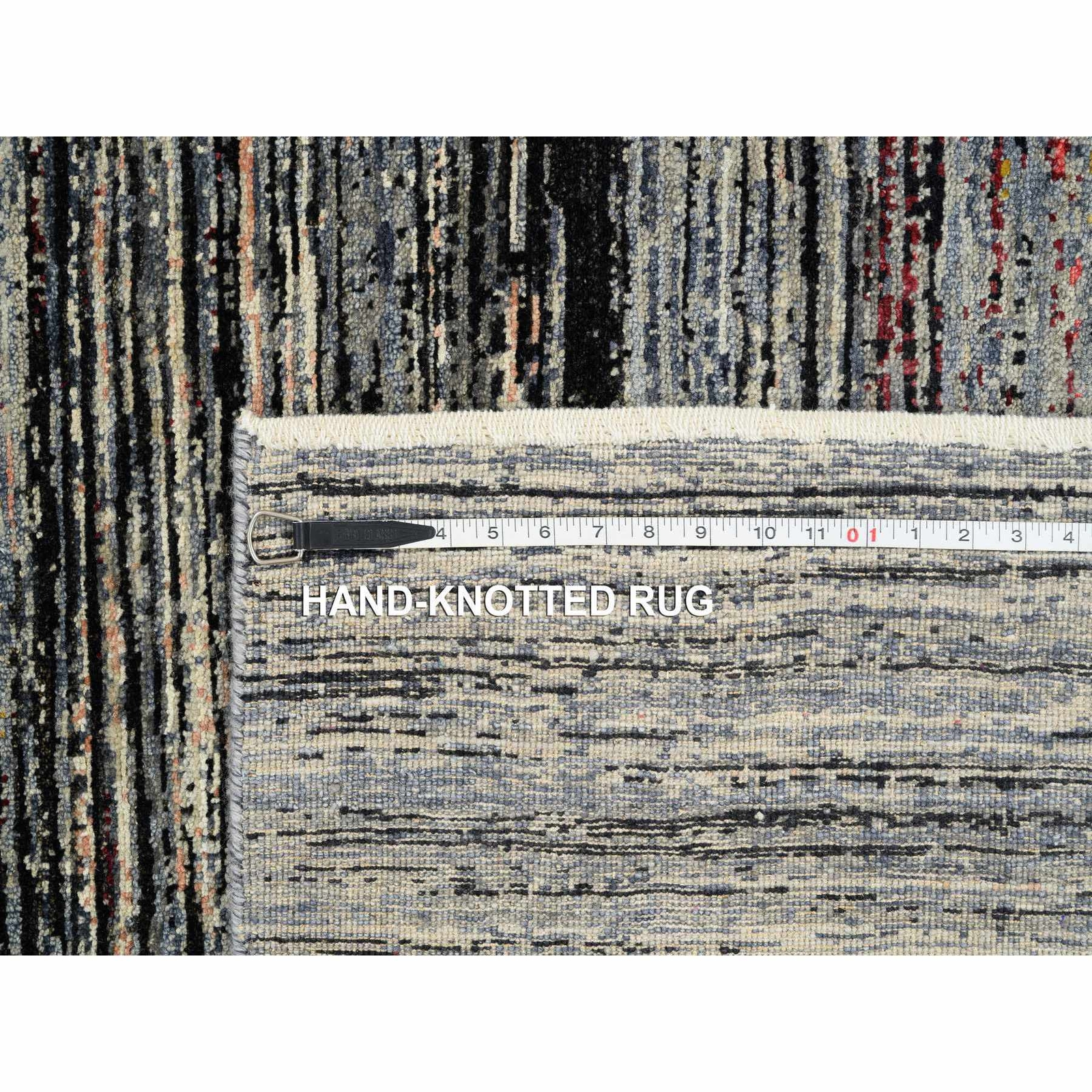 8’4″x9’10” Colorful Modern Stripe Design Ghazni Wool Hand Knotted Rug R64866