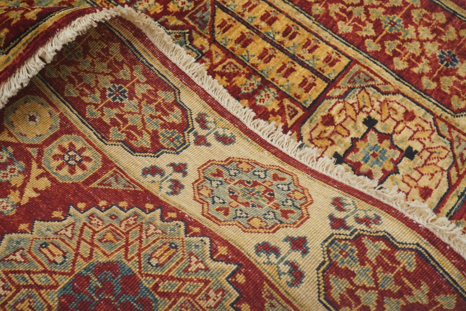 4×5 ft Red Mamluk Afghan Hand Knotted Wool Medallion Area Rug