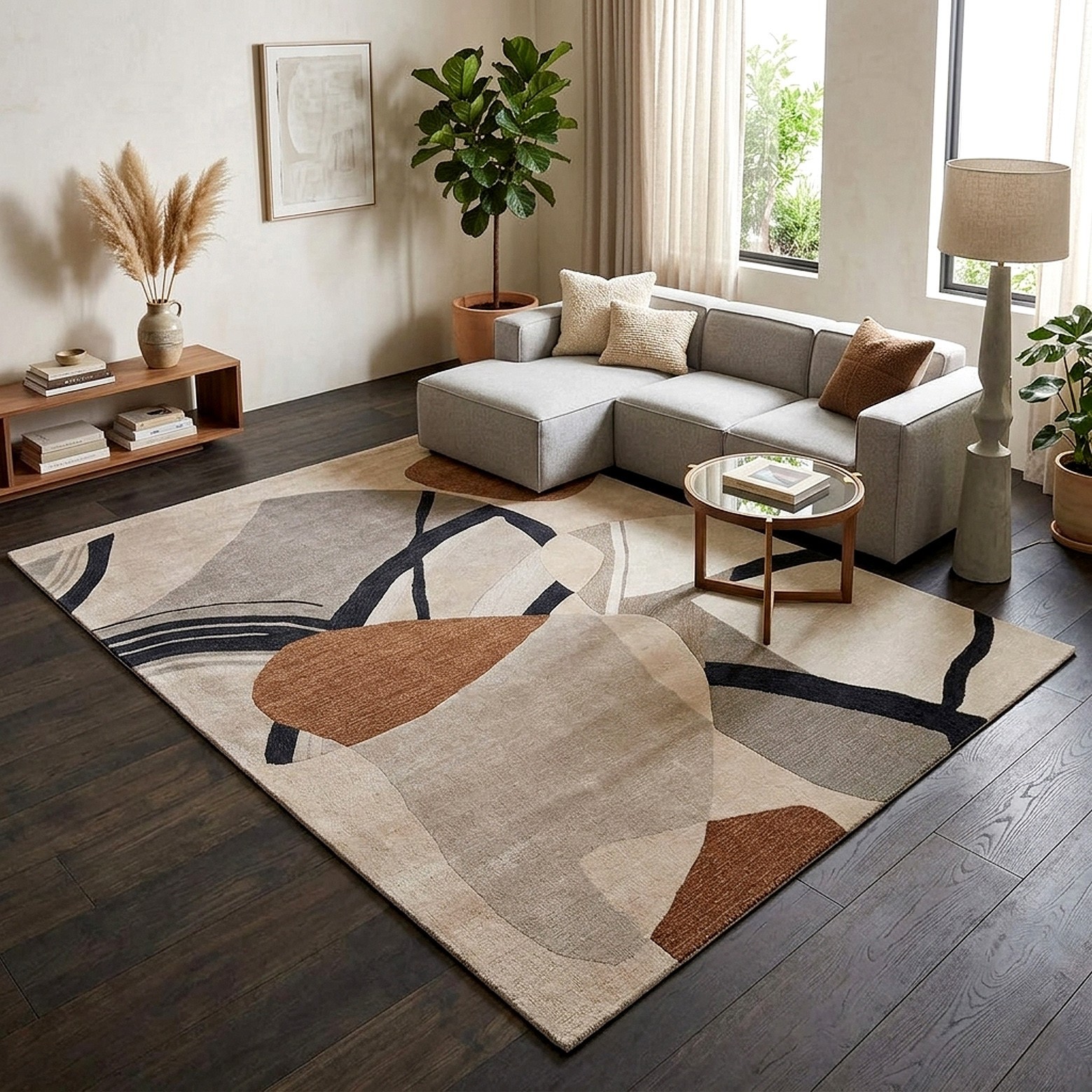 Modern Hand-Tufted Rug Cream 100% Wool 5×7 5×8 6×9 8×10 Area Rug for Living Room