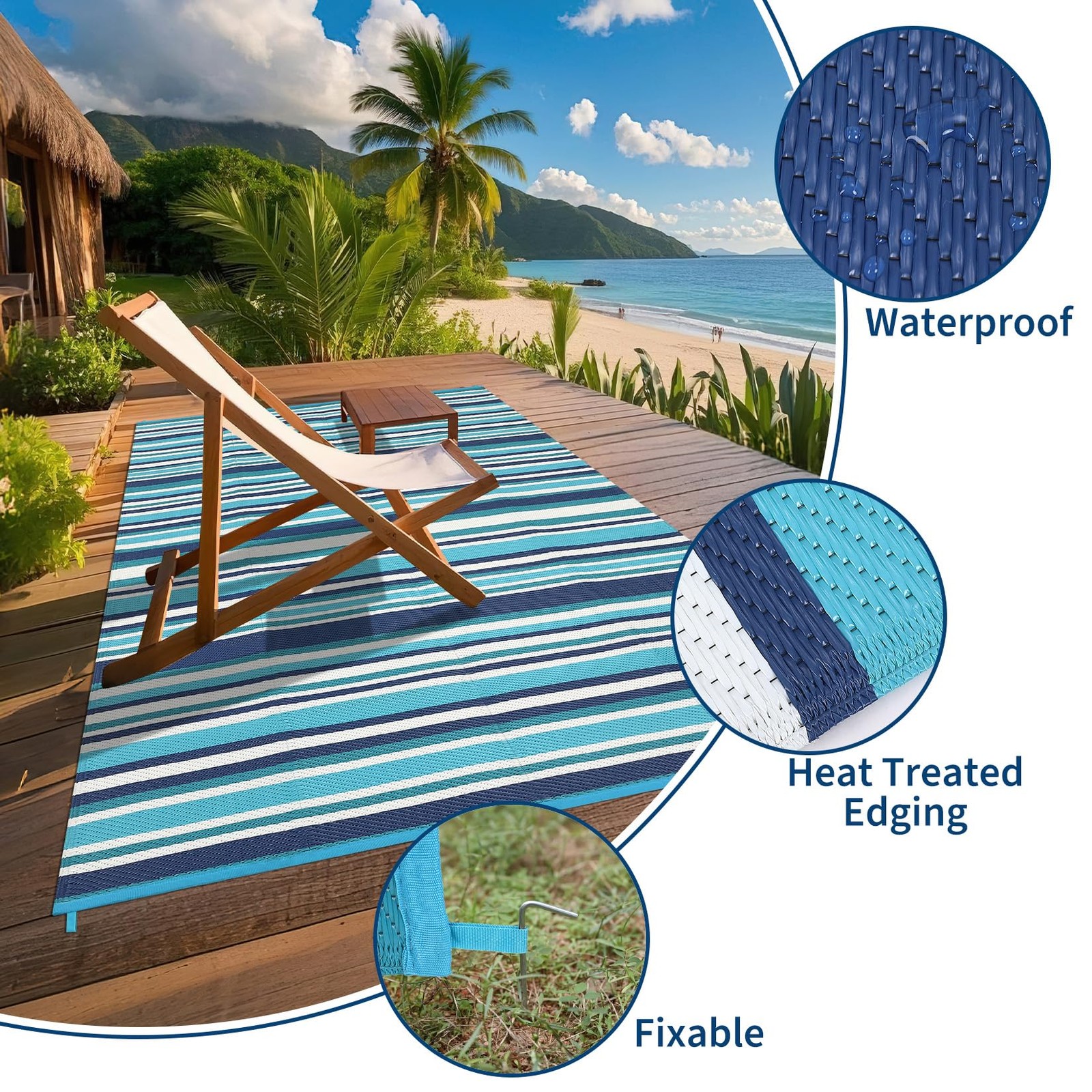 Portable Plastic Outdoor Reversible RV Mat 8×10/9×12/9×18/10×14/10x20FT for Pool