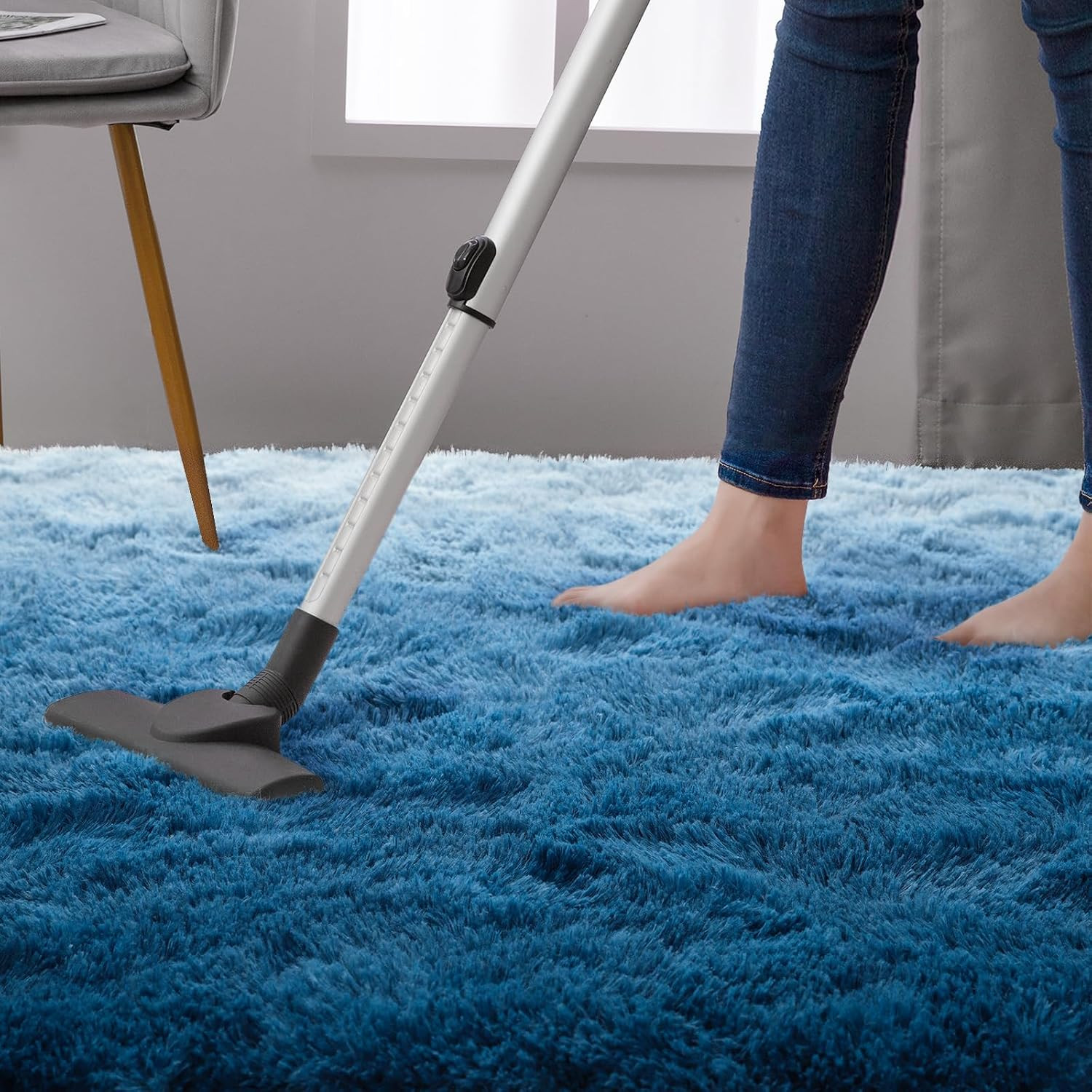 Luxury Fluffy Kids Rugs for Living Room Bedroom, 4X6 Feet Shaggy Gradient Navy B