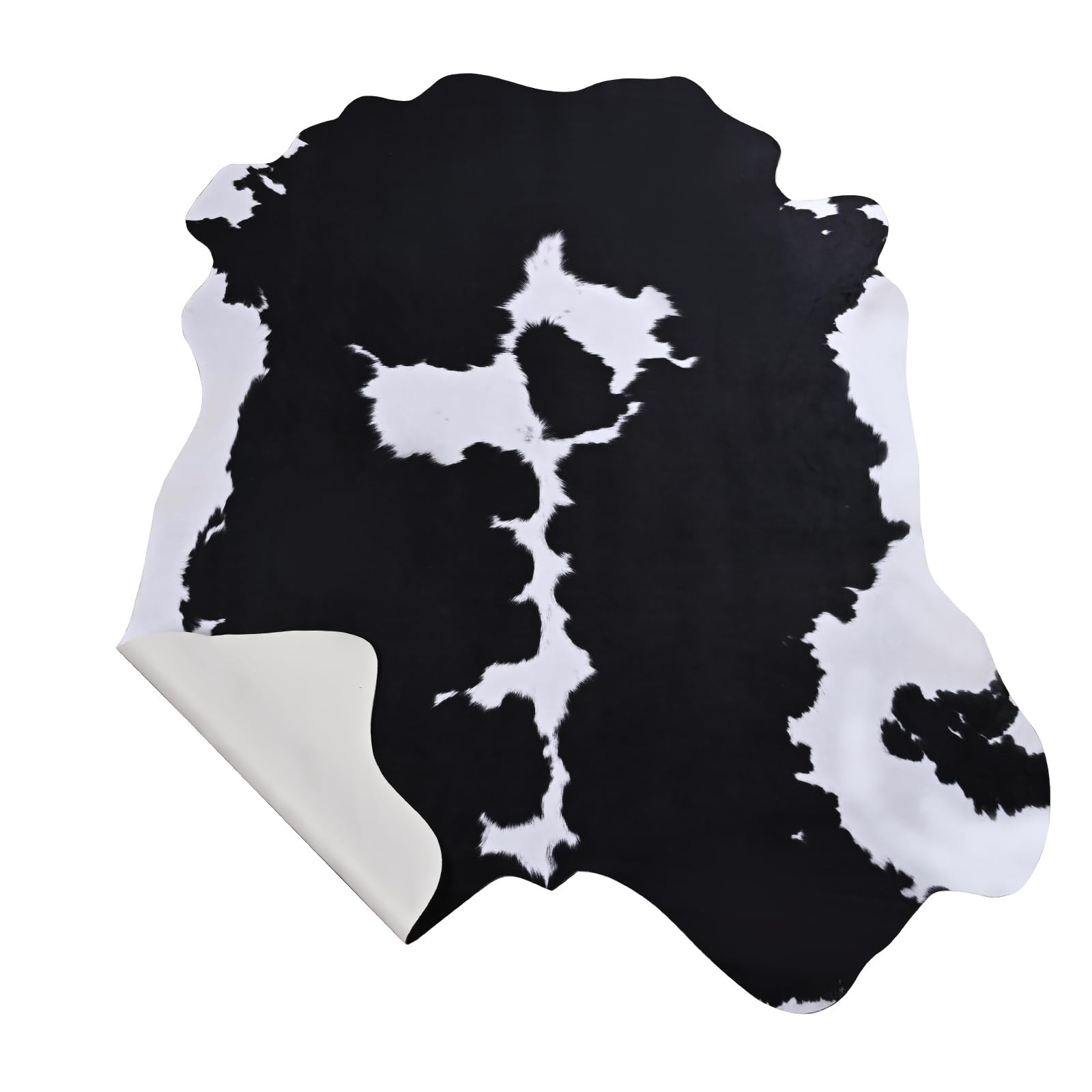 Black Faux Cowhide Rug 4×3 Feet Medium Thickened Cow Print NonSlip Carpet