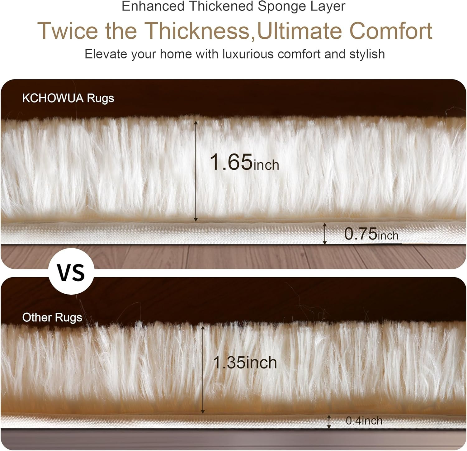 Thick Area Rug 4X6 Cream White Fluffy Shag for Bedroom, Soft Washable Fuzzy Shag