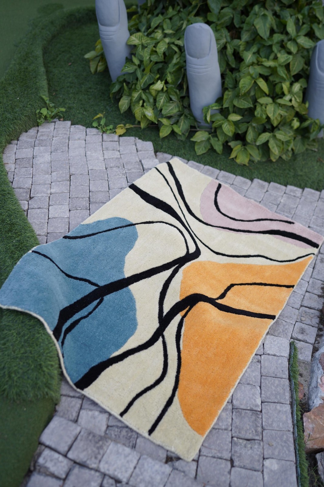 Abstract Handmade Tufted Wool Rug | Modern Multicolor Area Rug | Artistic Carpet