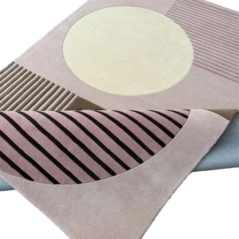 Hand-Tufted Wool Multicolor Rug 9×12 ft -Geomtric Design, Handmade Area Rug