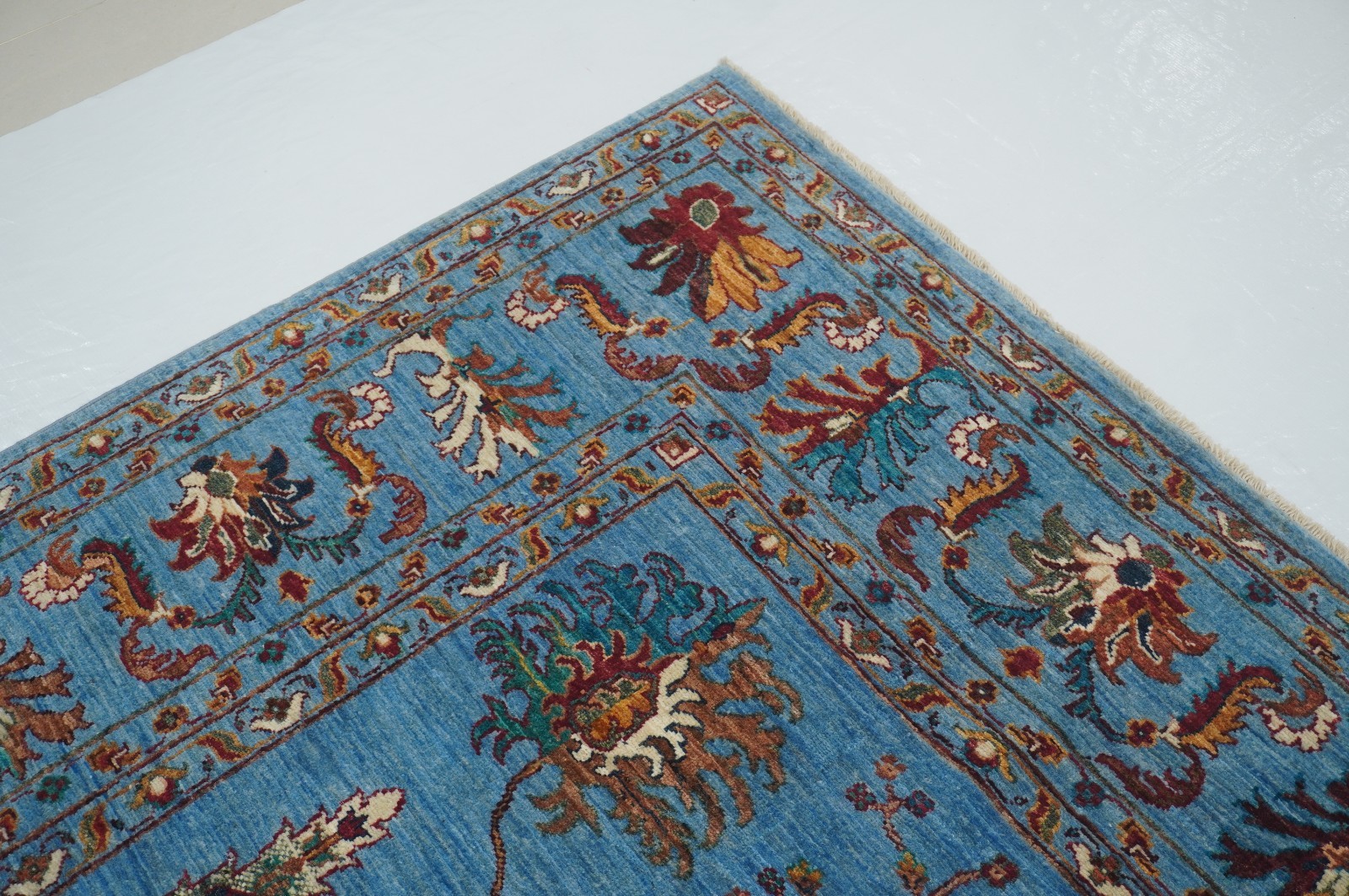 8×9 ft Blue Tree of Life Gabbeh Afghan Hand Knotted Wool Rug