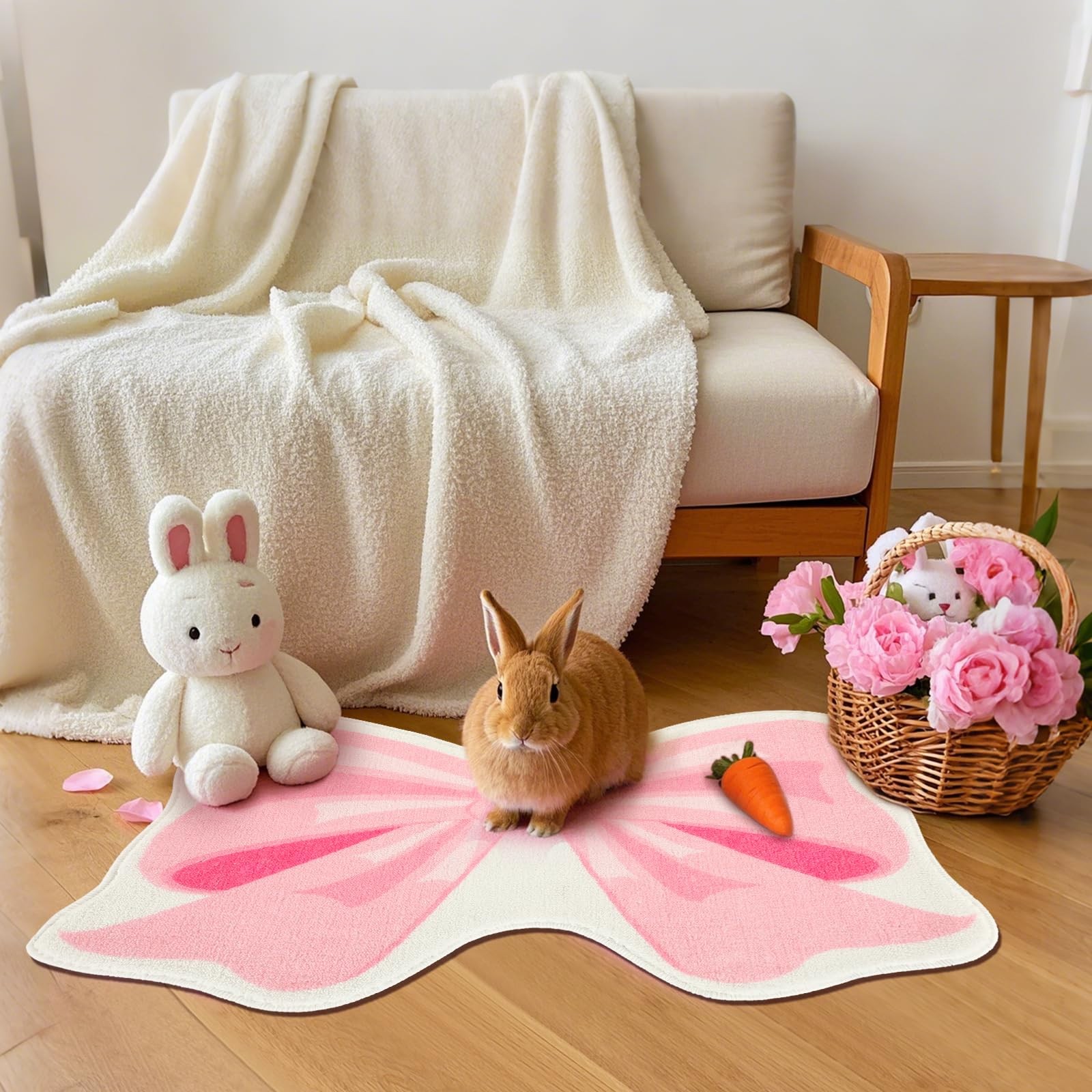 Pink Bow Bathmat Rugs, Non Slip Coquette Bow Cute Aesthetic Carpet, Cute Room…