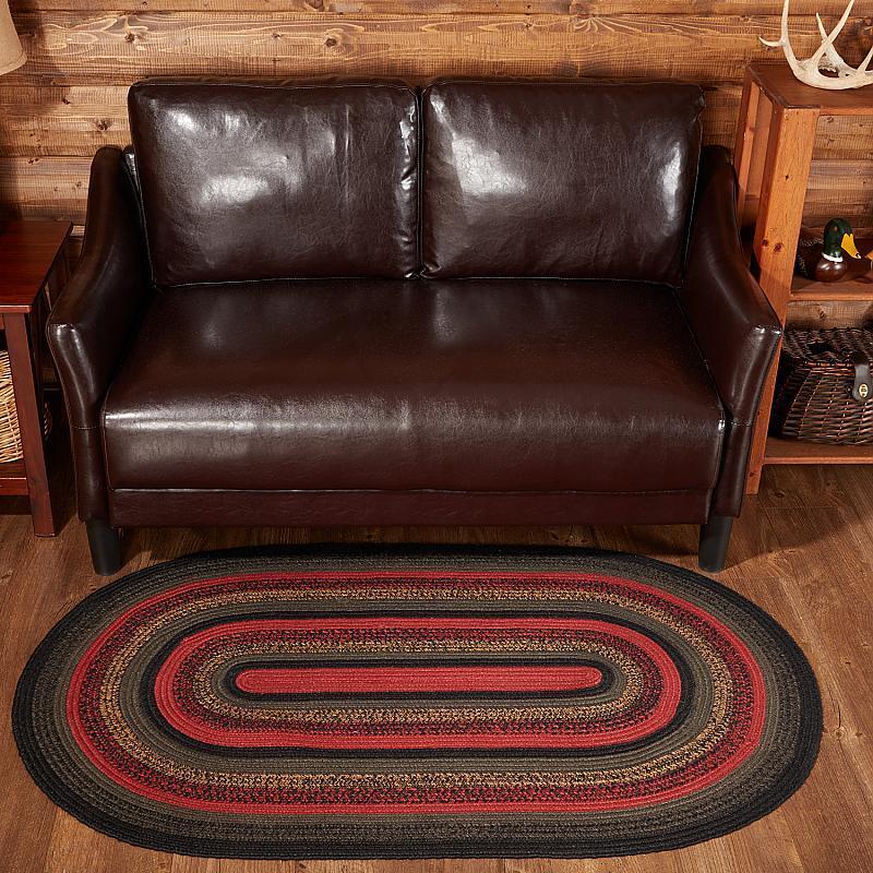 Cumberland Area Rug Oval 27 x 48. INCLUDES Rug Pad. VHC Brands. Black/Red/Tan