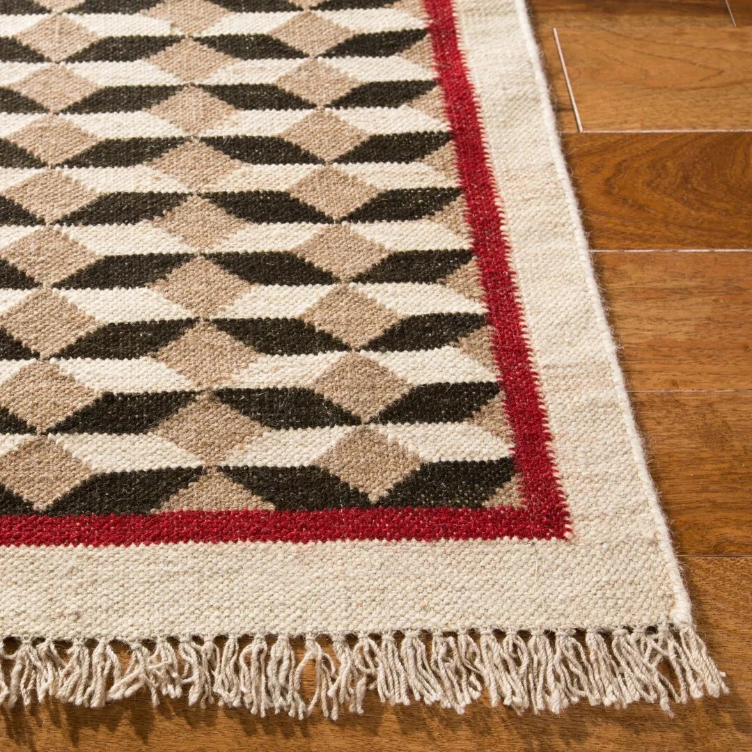 Antique Scandinavian Swedish Kilim Tile Handmade Flat weave Boho Large Area Rug
