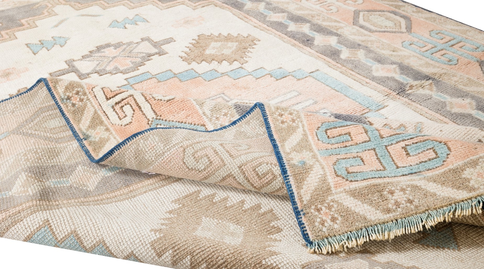 4.5×6.7 Ft Modern Geometric Wool Area Rug, All Wool, Hand Knotted Turkish Carpet