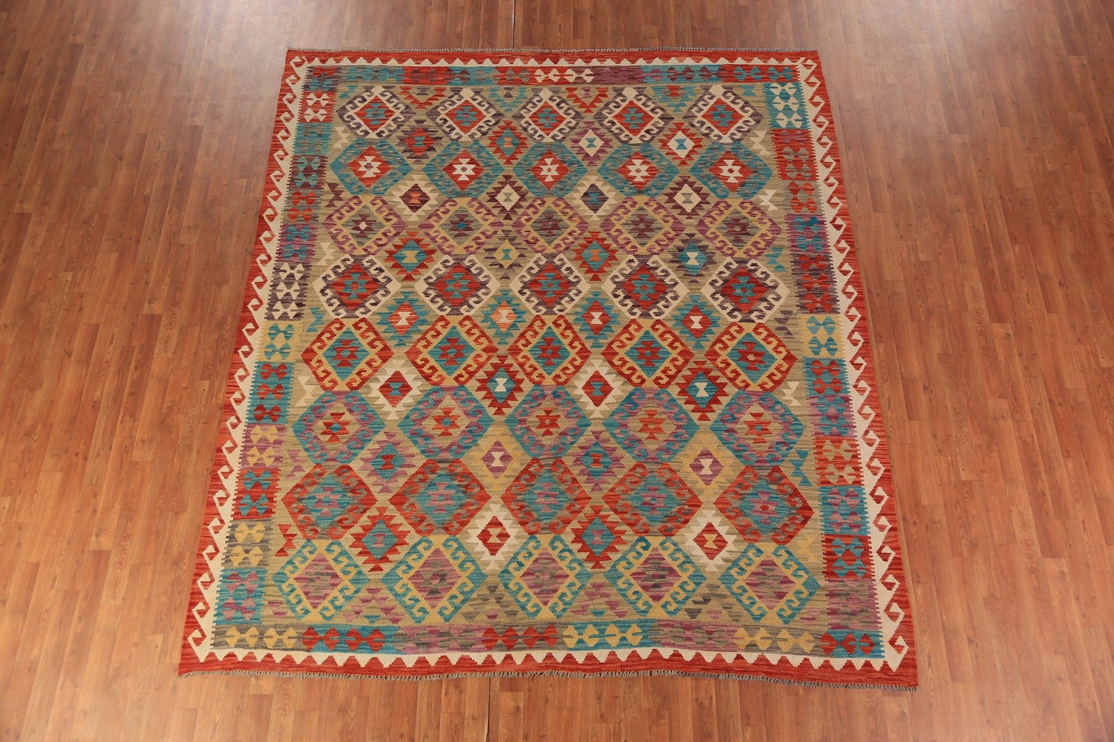 South-western Kilim Oriental Area Rug 8×10 Colorful Hand-woven Room Size Carpet