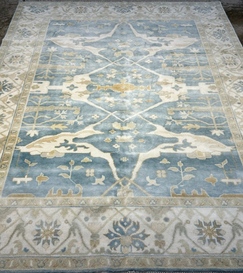7’10” x 10’0″ Hand-Knotted 100% Wool Carpet – Indian Oushak Area Rug