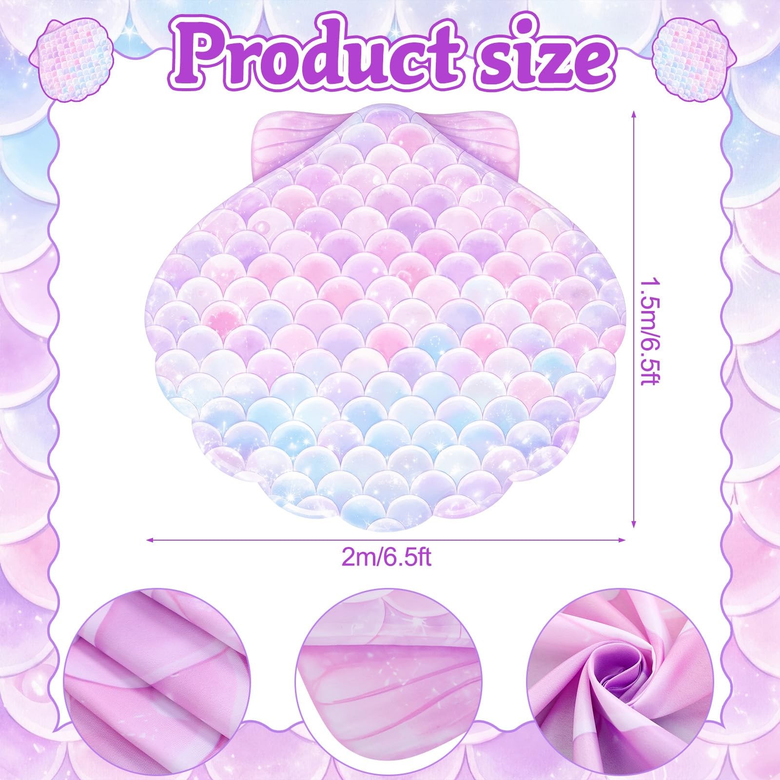 Seashell Rug Mermaid Party Decoration 59 x 79 Inch Large Under the Sea Decor …