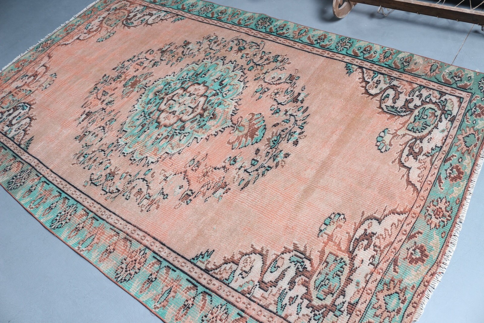 5,3×8,4 ft Large Vintage Rug, Orange Oriental Turkish Rug