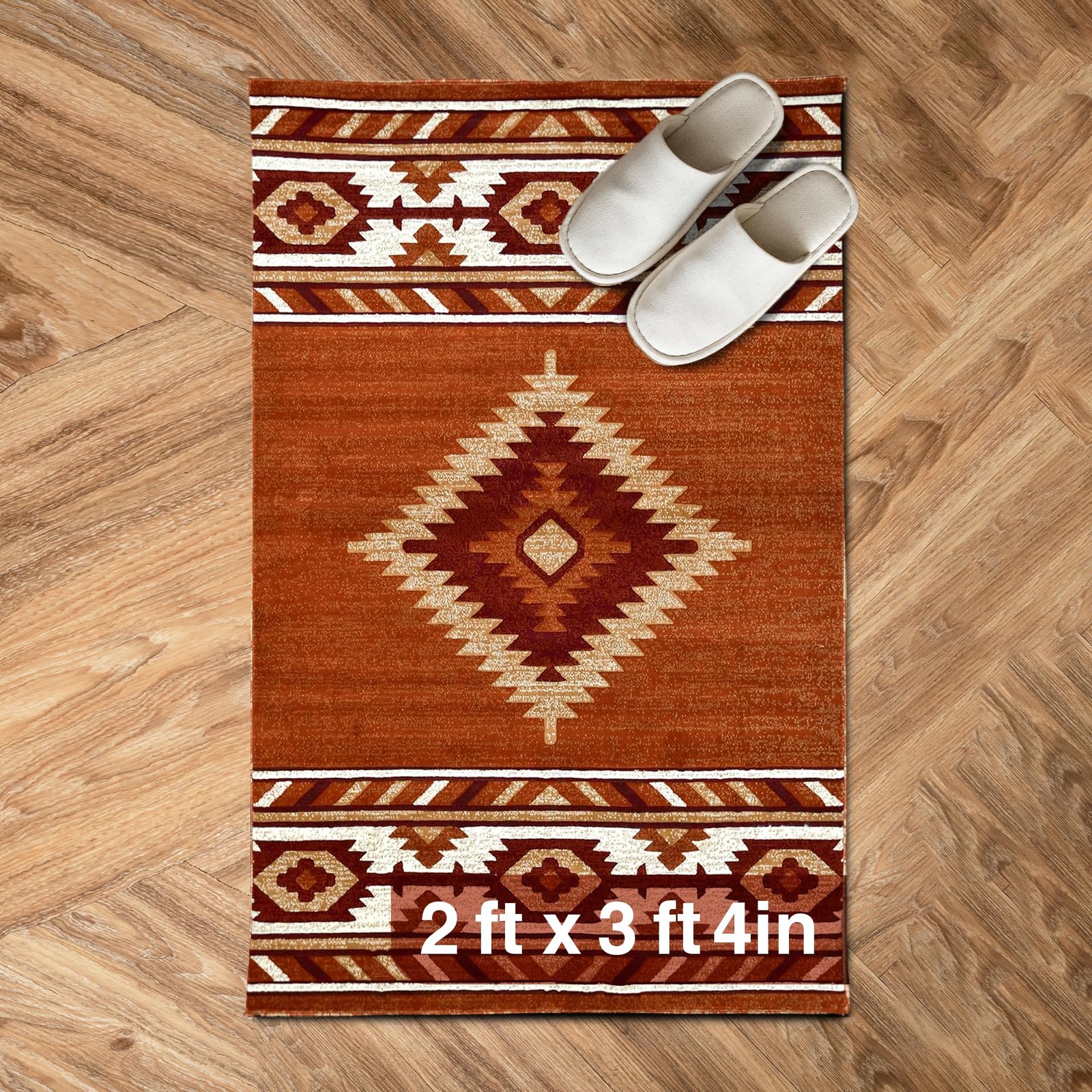 YHSF Southwestern Area Rug – Anti Static, 2′ x 3′ (Rectangular), Rust