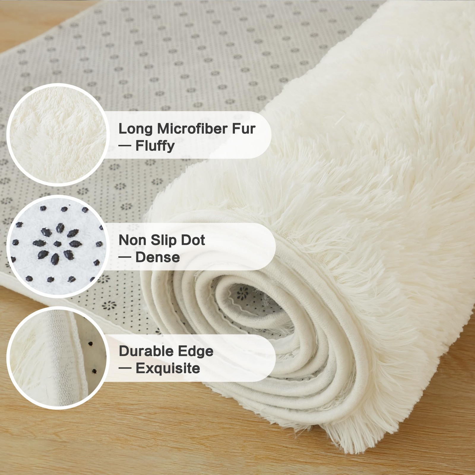 Andency Cream 5×8 Fluffy Shaggy Area Rug for Living Room Bedroom Soft