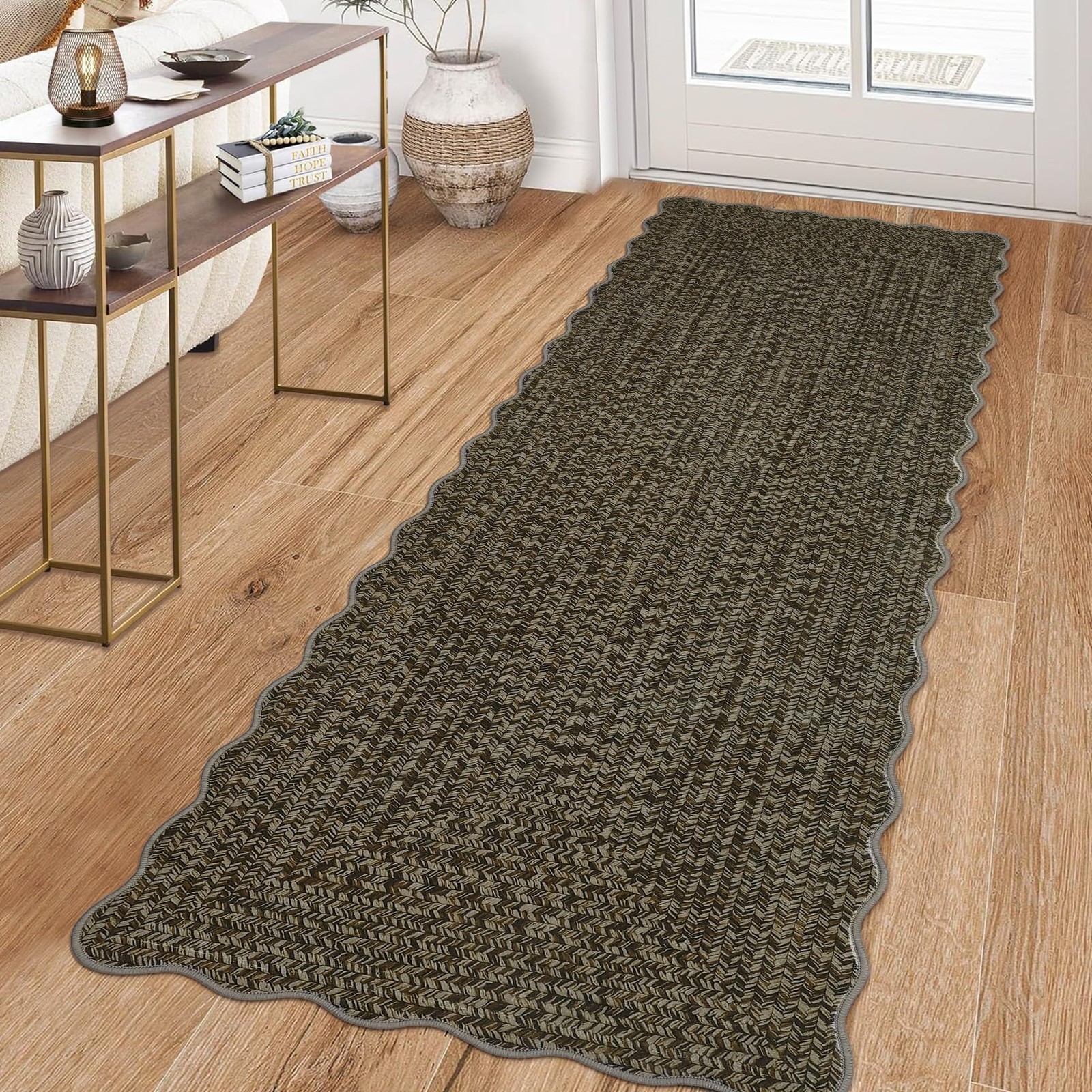 Gaomon Washable Runner Rug 2X10 Hallway Runners Braided Print Entryway Runners