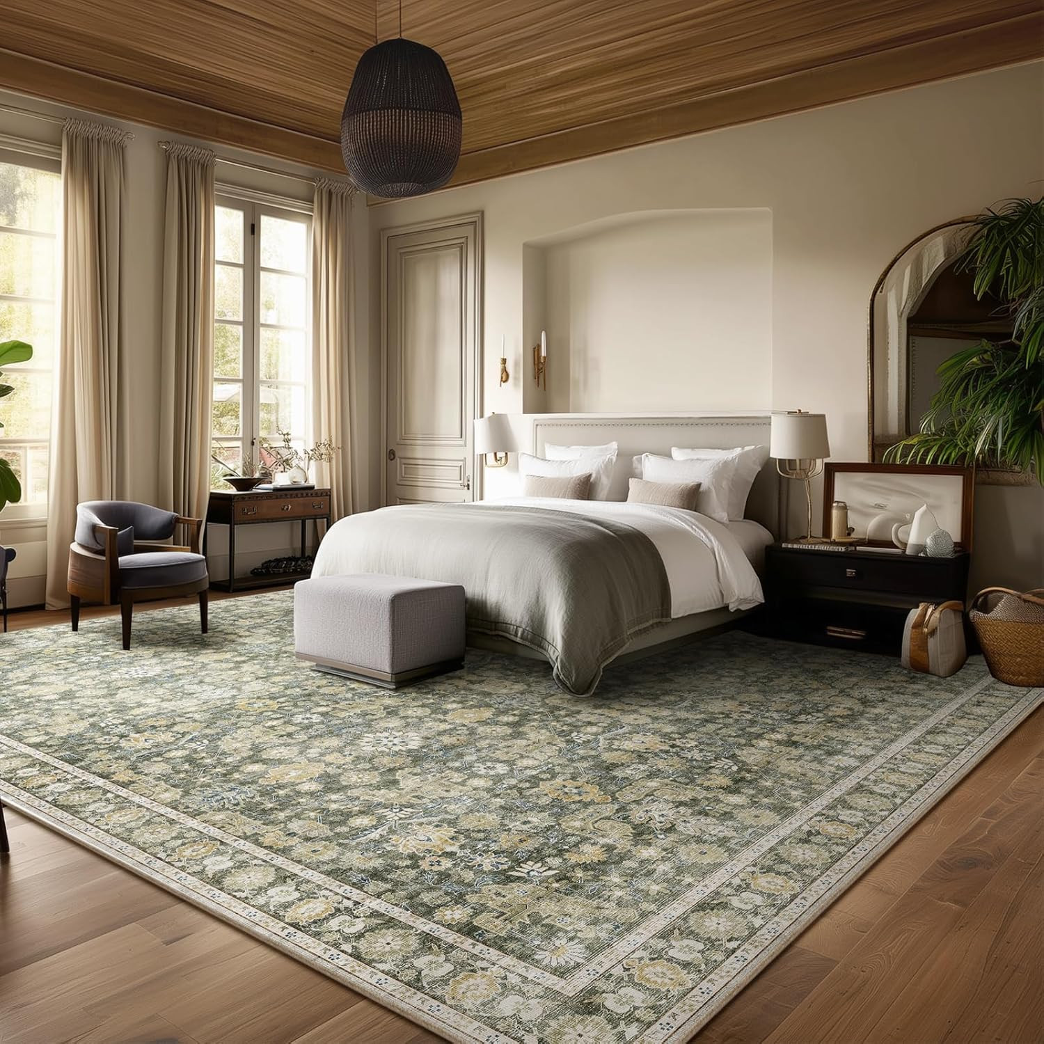 Soft Washable 9X12 Vintage Boho Area Rug – Non-Slip Stain Resistant Carpet