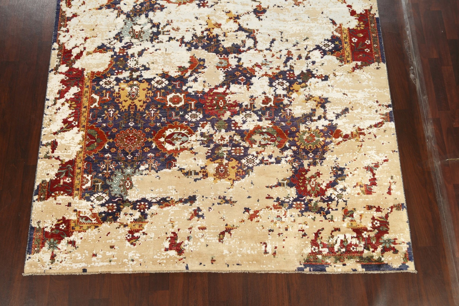 Handmade Vegetable Dye Distressed Rug 8×10 Ft Abstract Wool & Silk Carpet