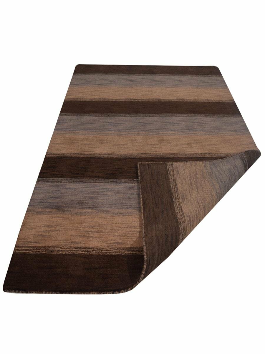 Hand Knotted Loom Wool 5’x8′ Area Rug Contemporary Dark Brown Beige BBH Homes