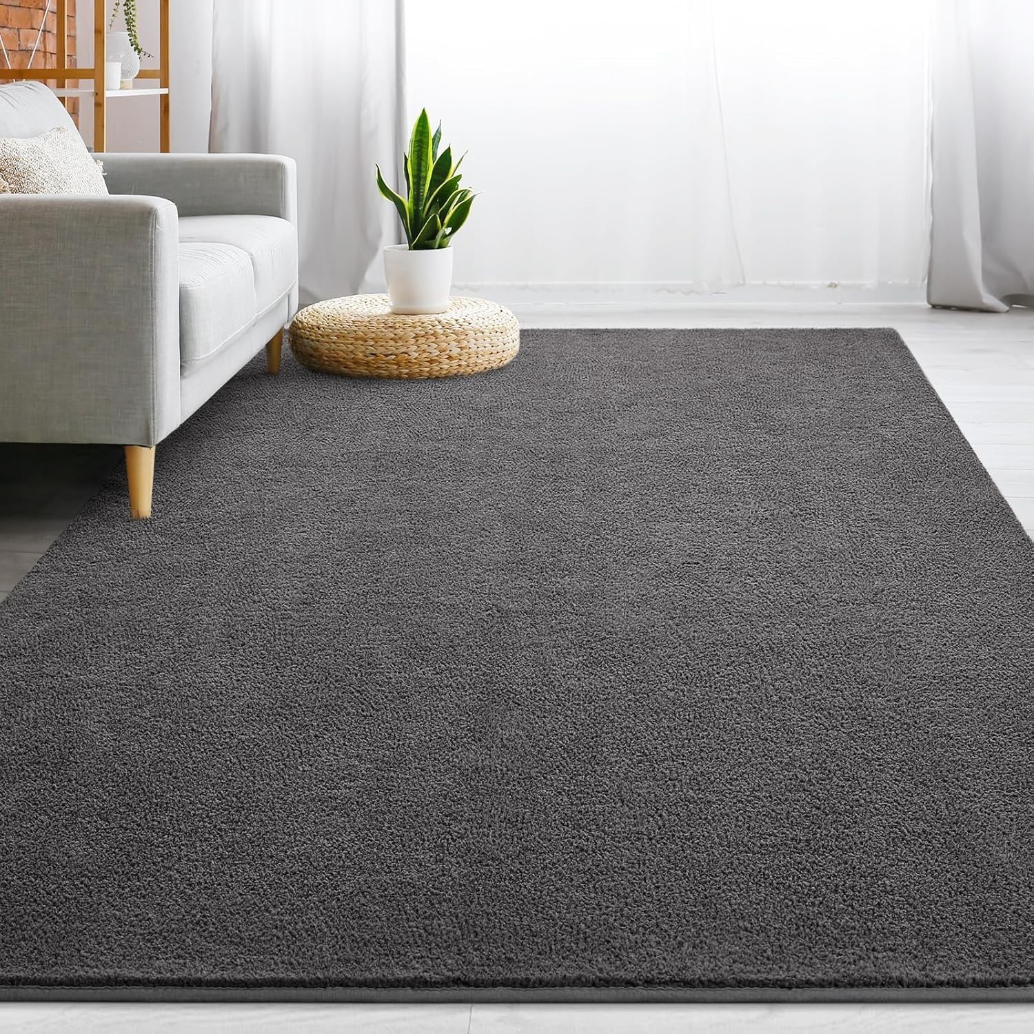 Large Ultra Soft Modern Area Rugs for Living Room Bedroom, 6×9 Feet Dark Grey…