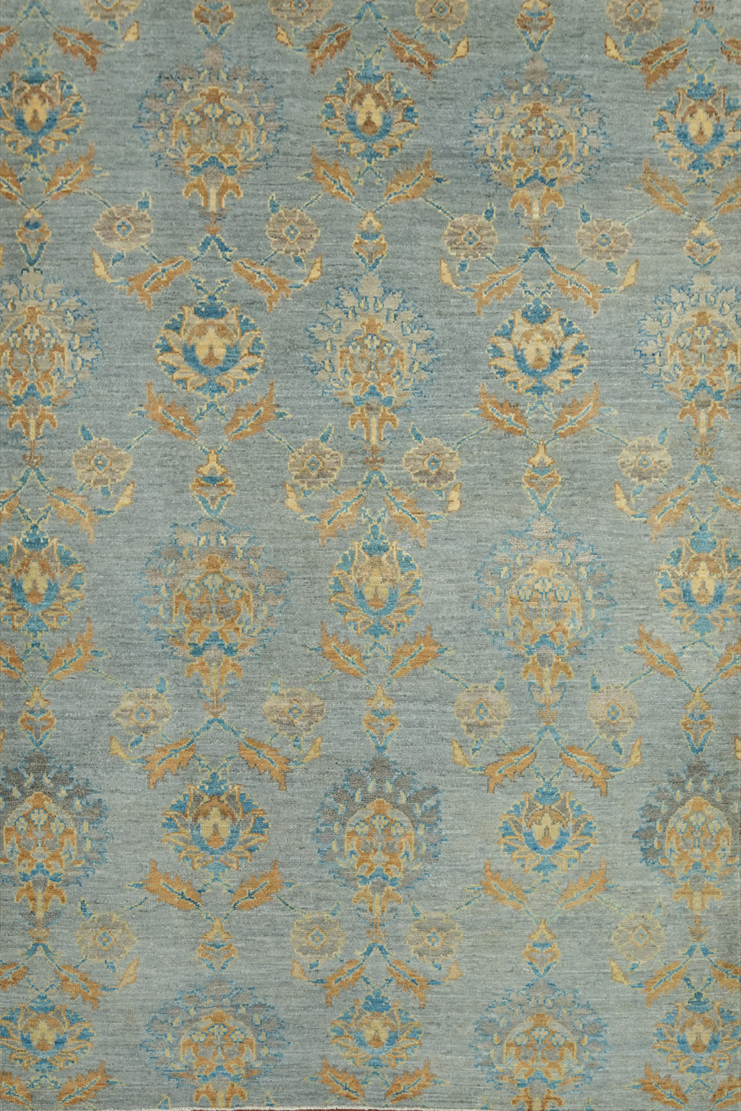All-Over Pattern Oushak Vegetable Dye Turkish Rug 6×8 Handmade for Living Room
