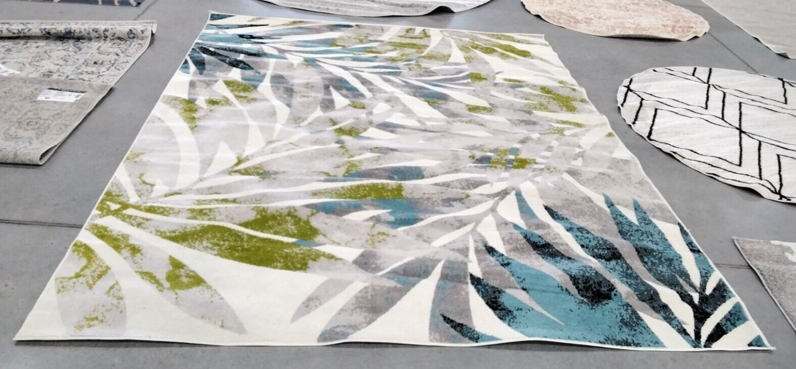 GREY / GREEN 8′ X 10′ Back Stain Rug, Reduced Price 1172724634 SKY189G-8