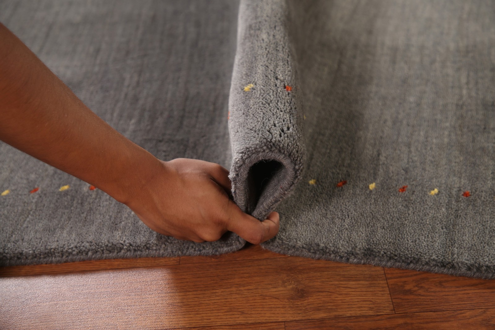 Tribal Gray Gabbeh Rug 4×6 Ft Hand-Knotted Oriental Modern Wool Carpet