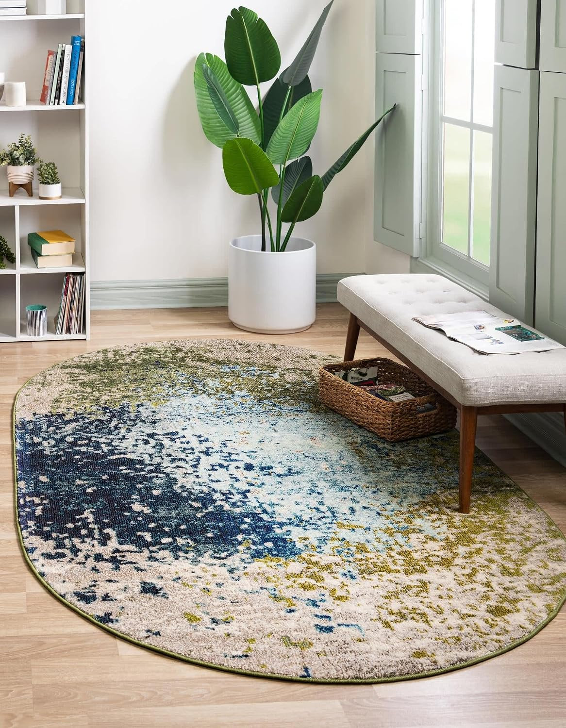 Estrella Collection Abstract, Modern, Light Colors, Distressed Area Rug (5′ 0 X