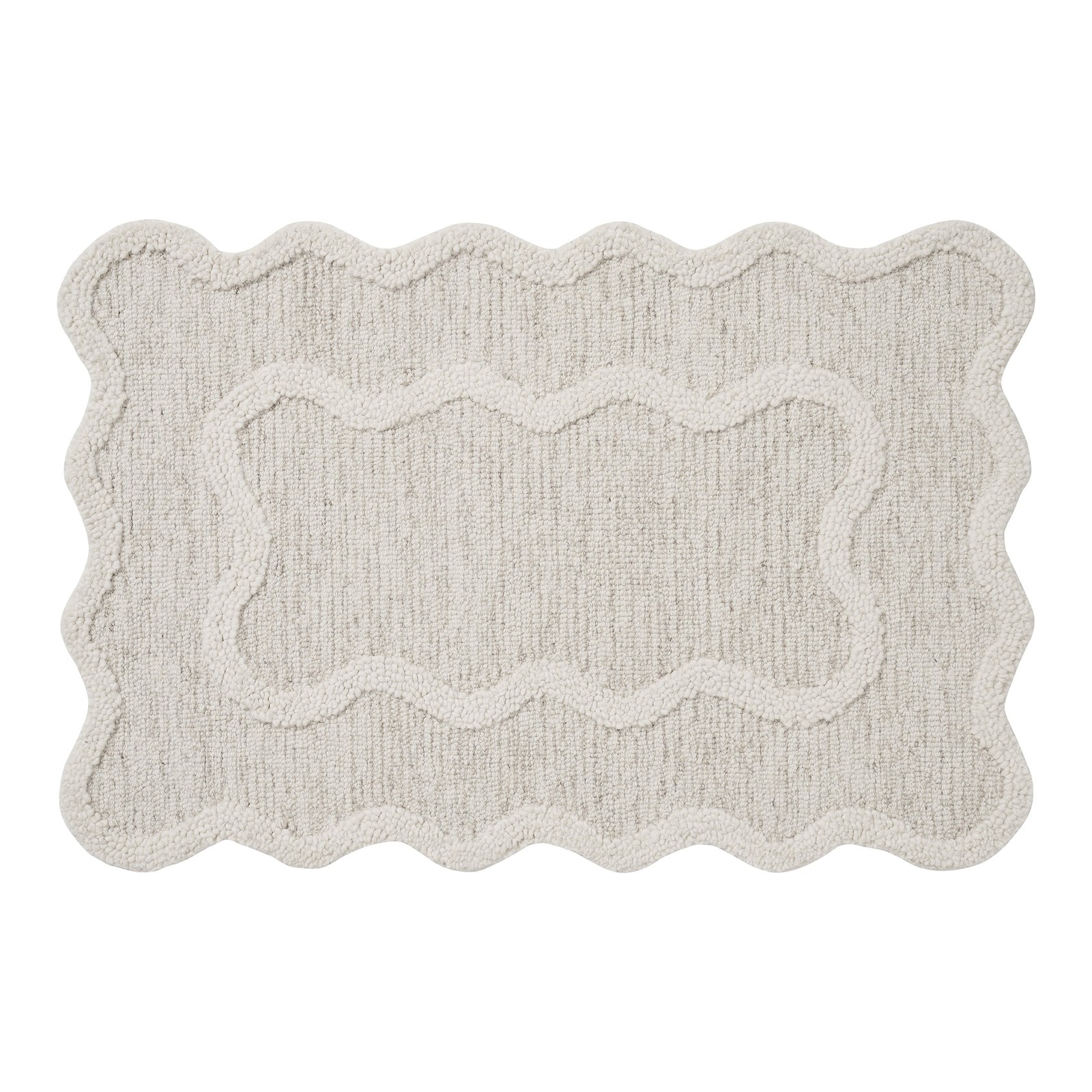 My Texas House Stella Ivory Scallop Wool Indoor Area Rug, 24″ x 36″