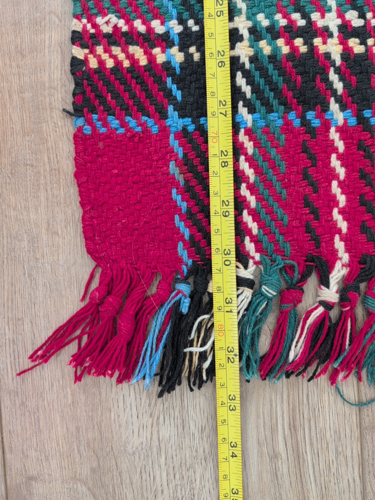 Plaid Red Green Light Blue Black And Creme Colored Throw Rug 33×20″ Cotton Blend