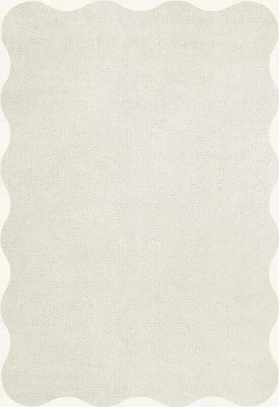 Scallop Cream-White Wool Hand Tufted Area Rug For Bedroom Living Room Carpet