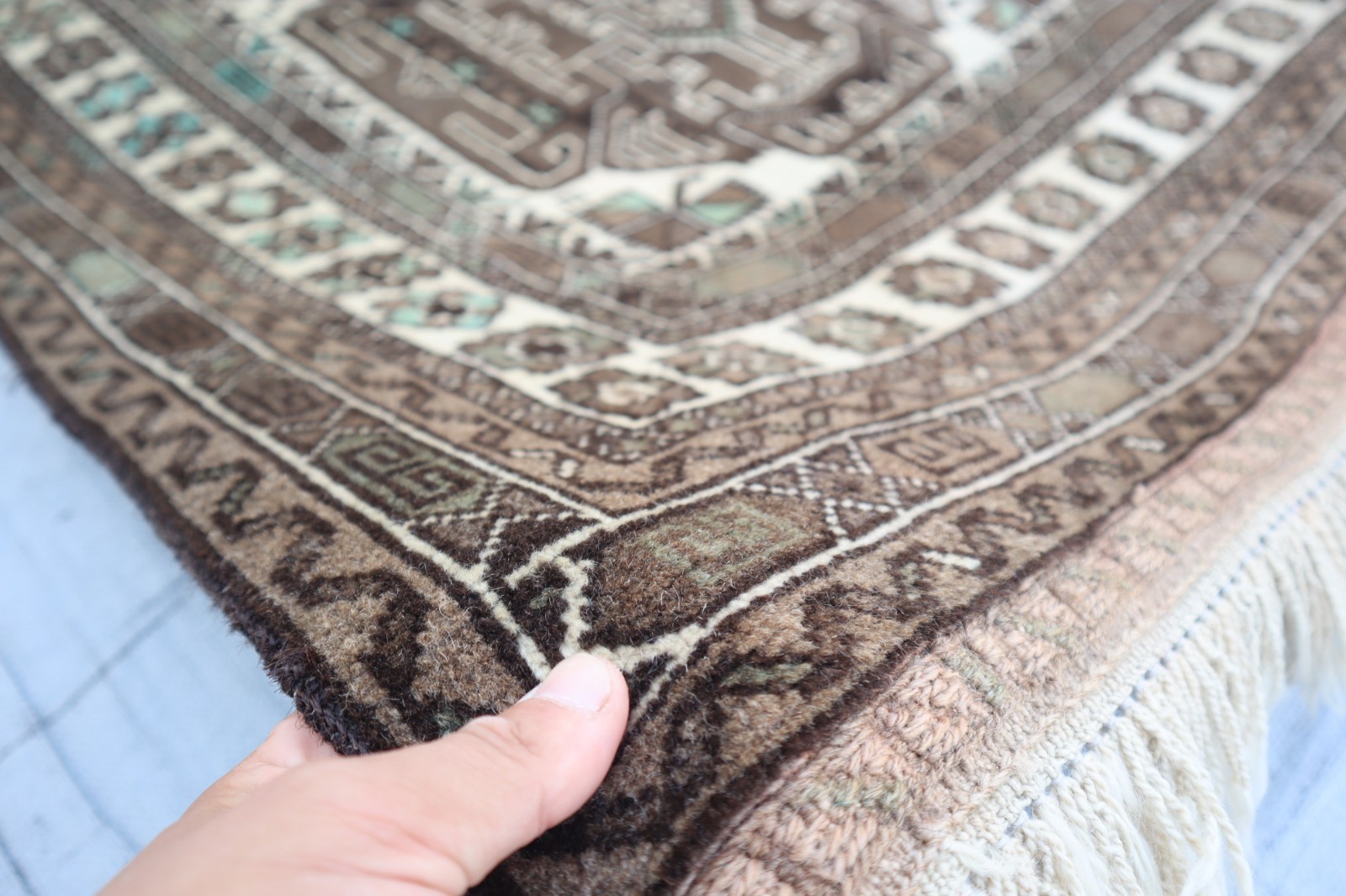 3×5 Antique Caucasian Rug, Hand Knotted Wool Distressed Faded Rug, Bedroom Rug