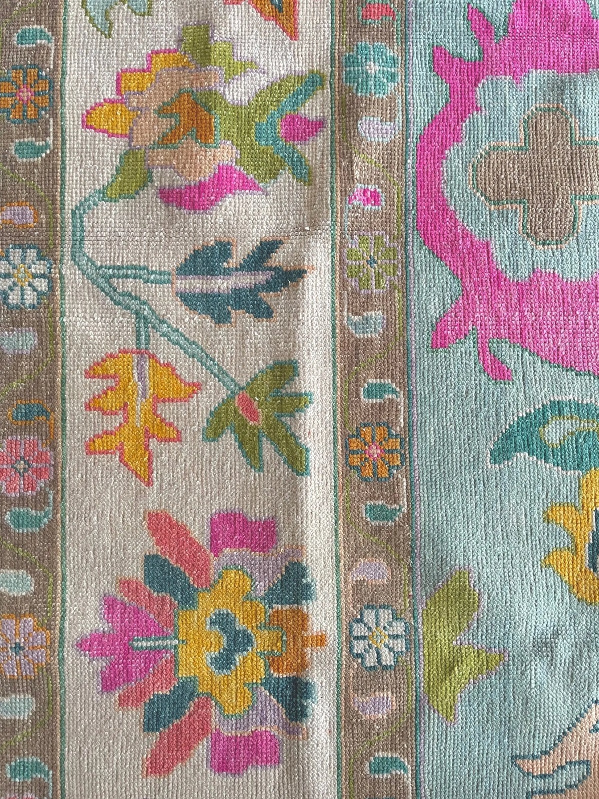 Turkish Wool Rug Handmade | Pastel Boho Oushak Decor Rug 8×10 9×12 10×14 12×18