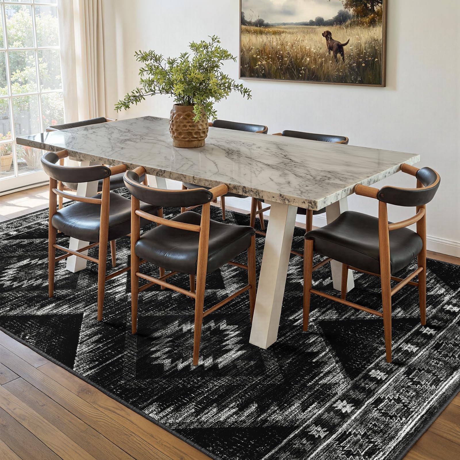 BESTSWEETIE 5’x7′ Washable Area Rug for Living 5′ x 7′ (Rectangular), Black