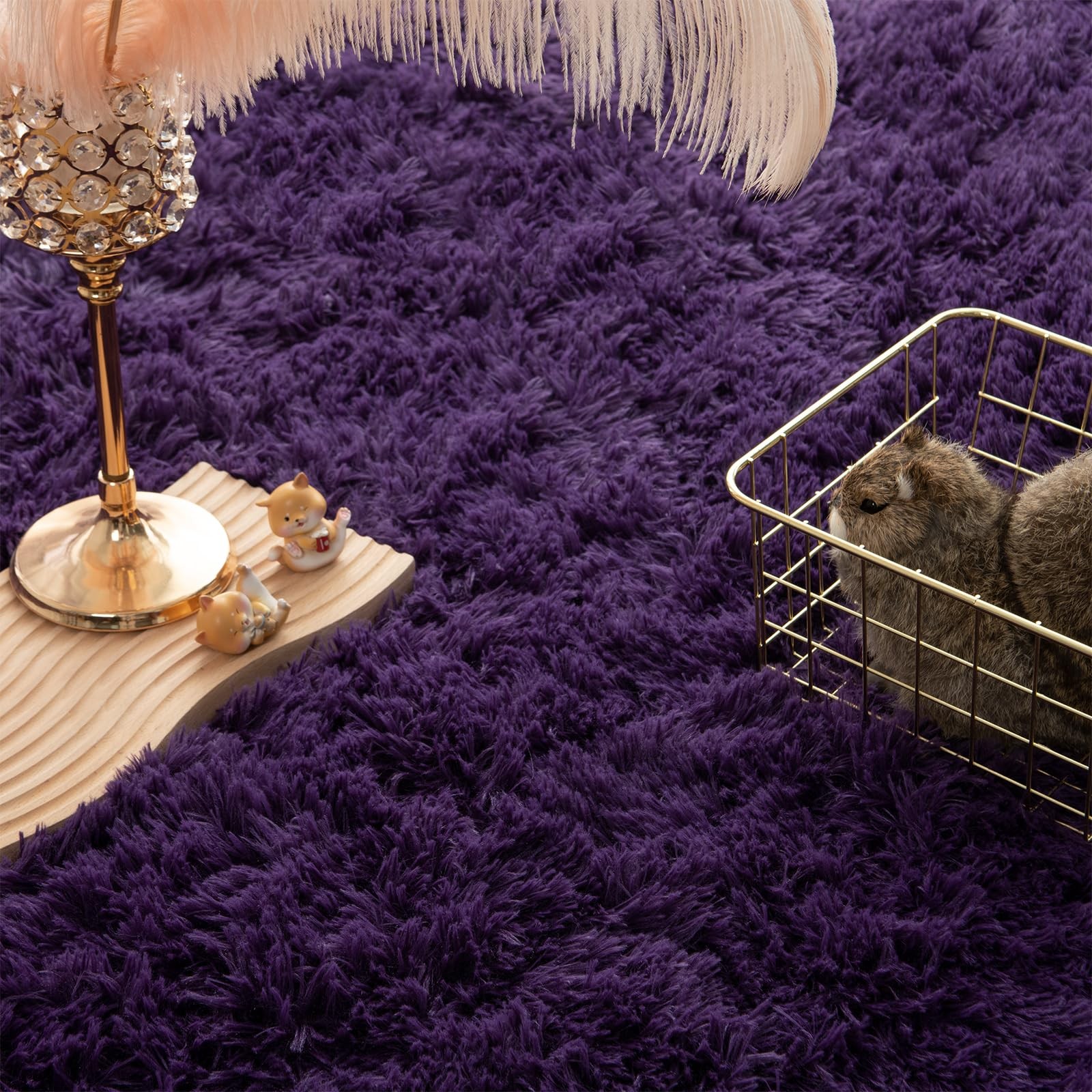 Andecor Shag Area Rug For Living Room 8X10 Feet Purple Soft Fluffy Indoor Plush