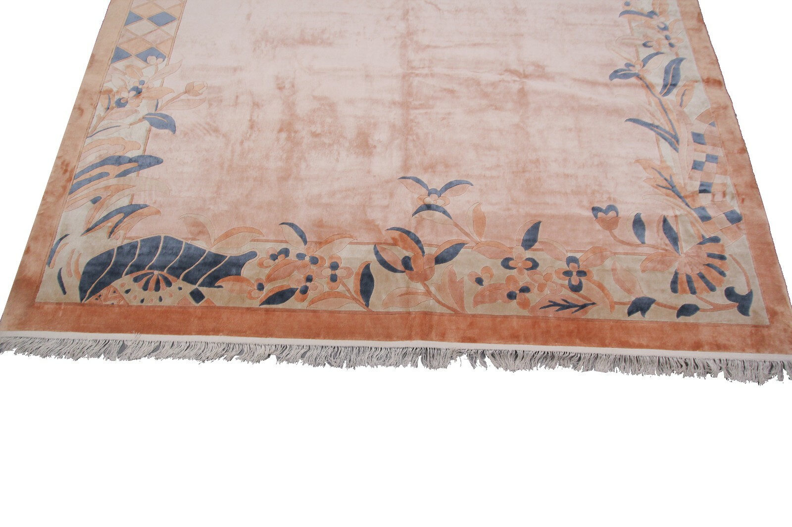 Rare Vintage Art Deco Rug Silk Chinese Rug Art Nouveau Handmade Rug Pink 8×11