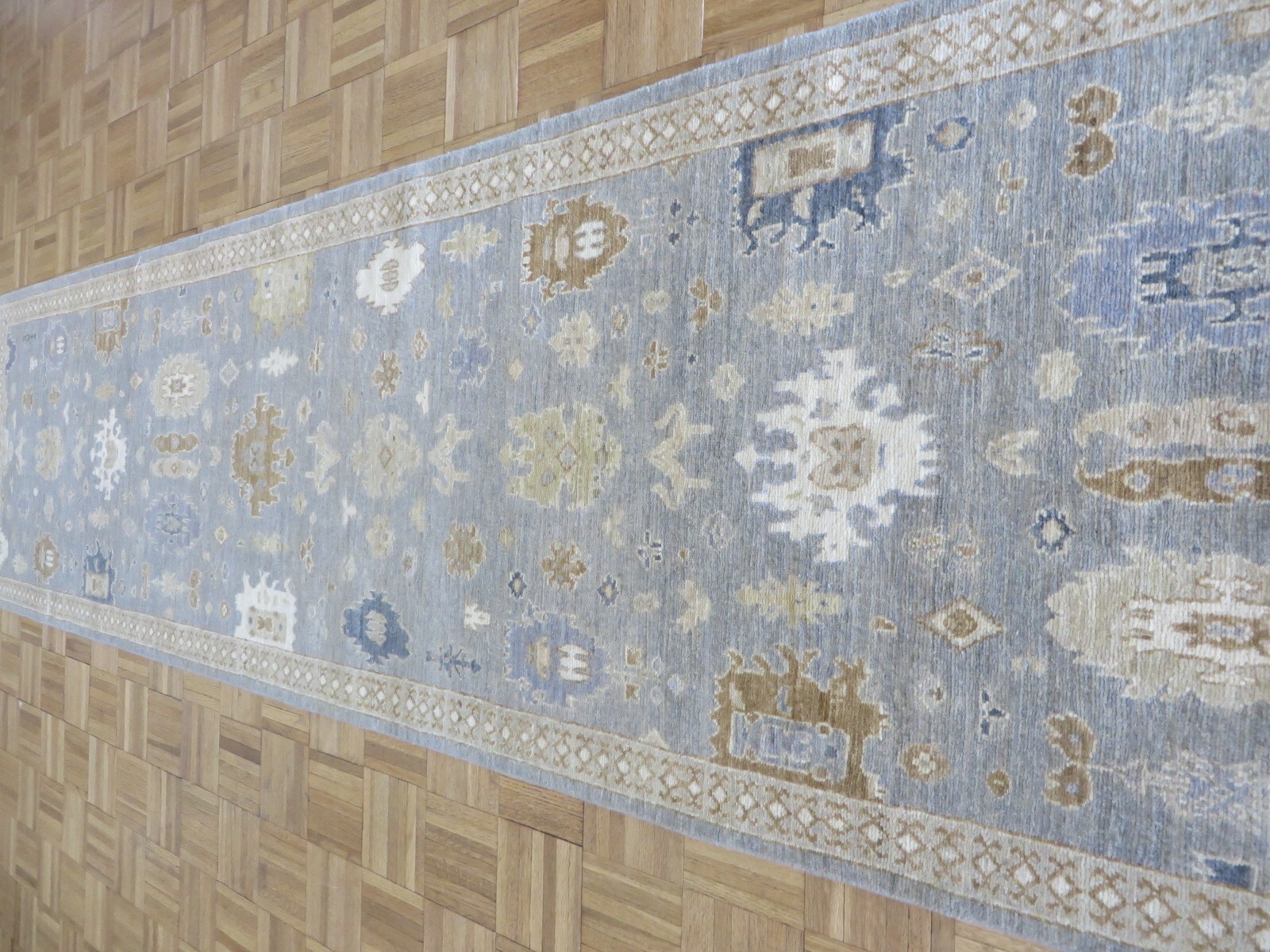 2’10 x 12’1 Runner Hand Knotted Gray Peshawar Oriental Rug G14334
