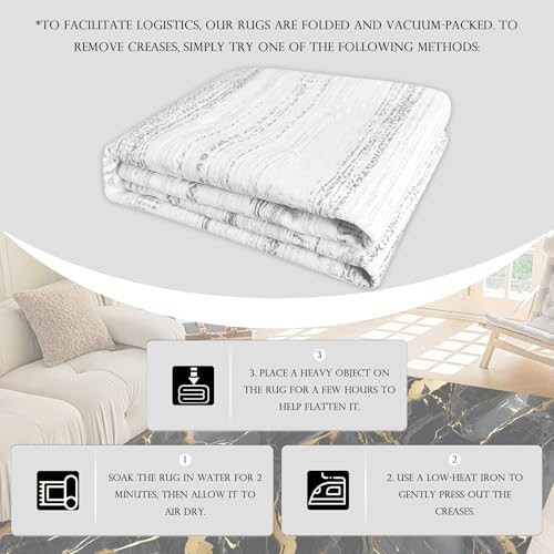Abstract Marble Area Rug 3x5ft Non-Slip Washable Carpet for Living Room, Bedroom