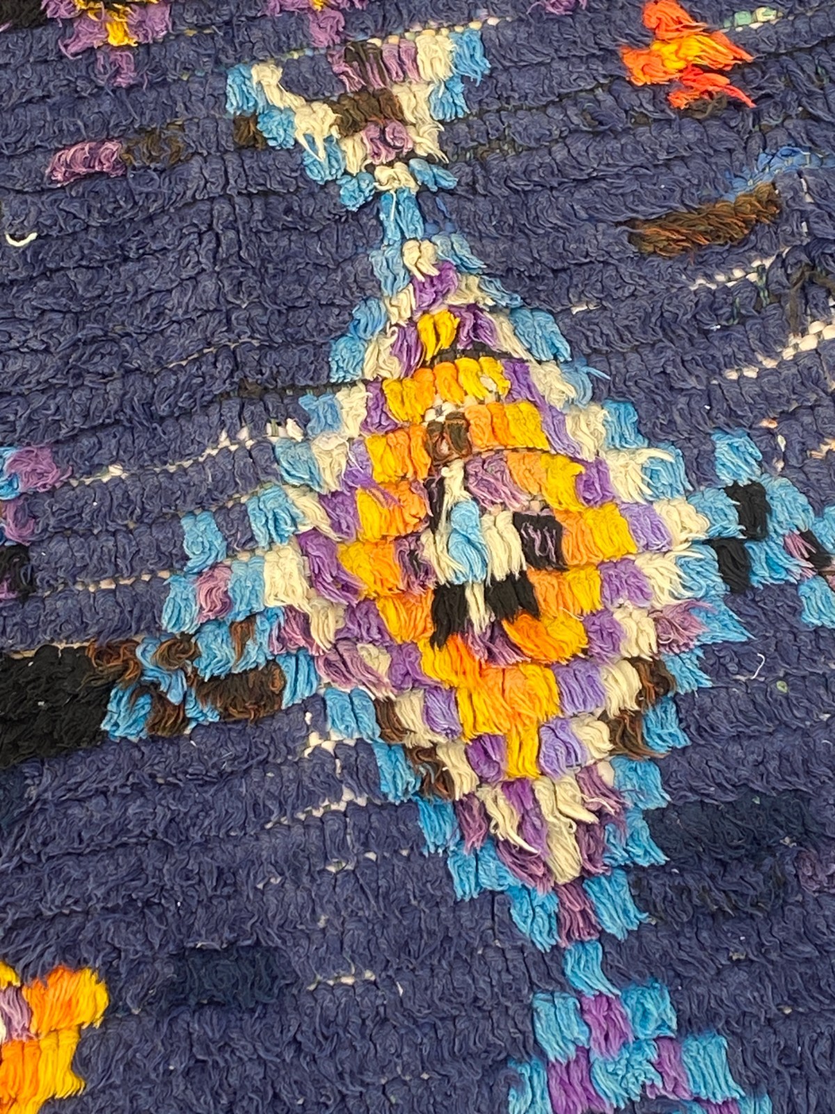 Vintage Violet, Marigold & Saffron Moroccan Boucherouite Cotton Rug (4.5 x 2.5)