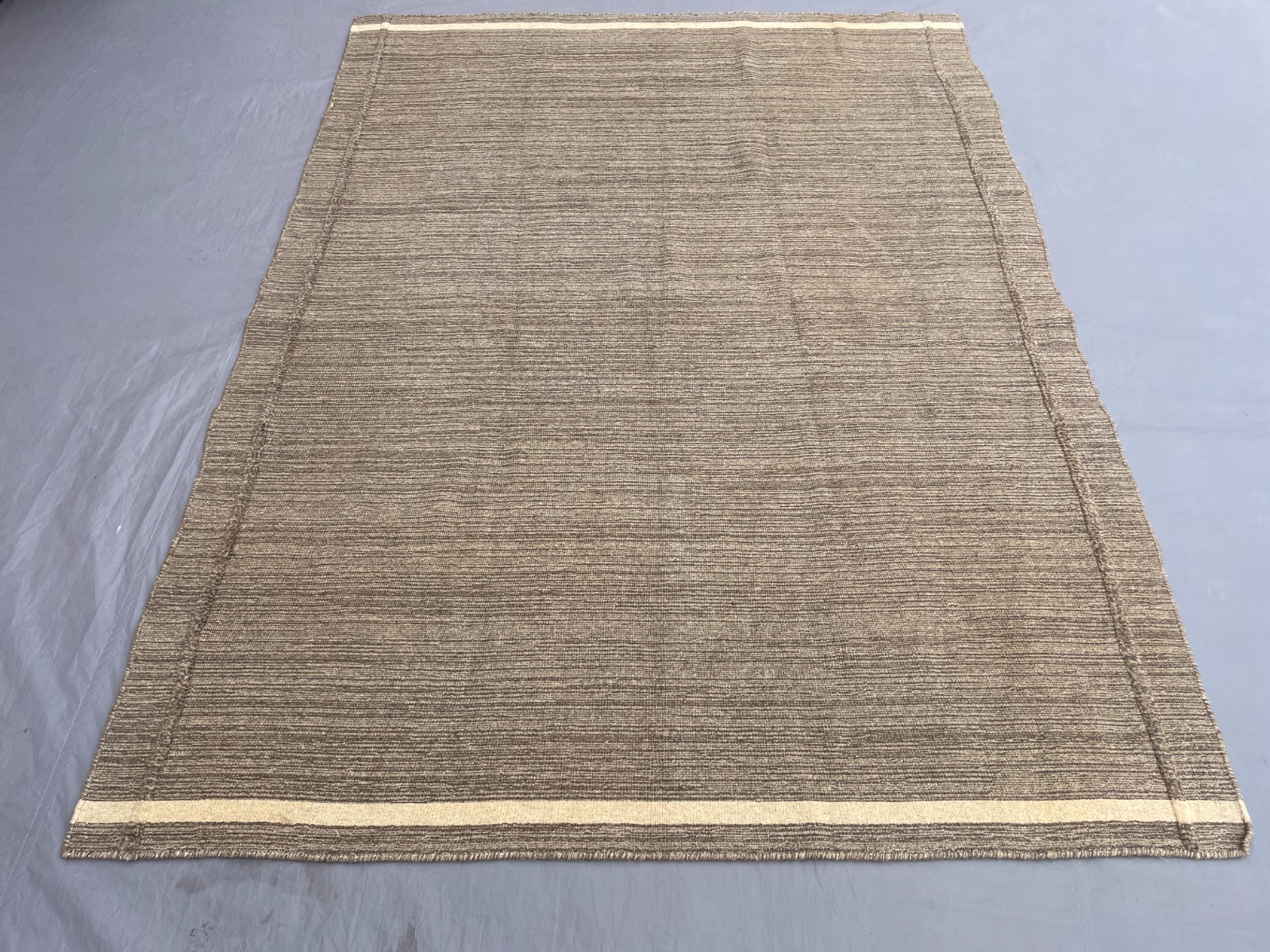 5×7 Minimalist Afghan Kilim Rug Handwoven Natural Wool Neutral Flatweave Modern