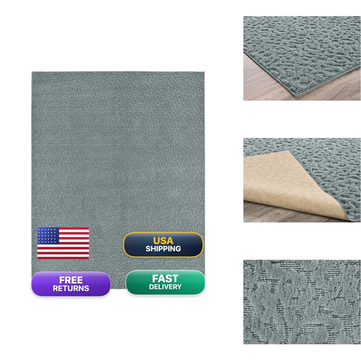 Garland Rug Ivy 8 Ft. X 10 Ft. Sea Foam Blue Floral Solid Color Area Rug