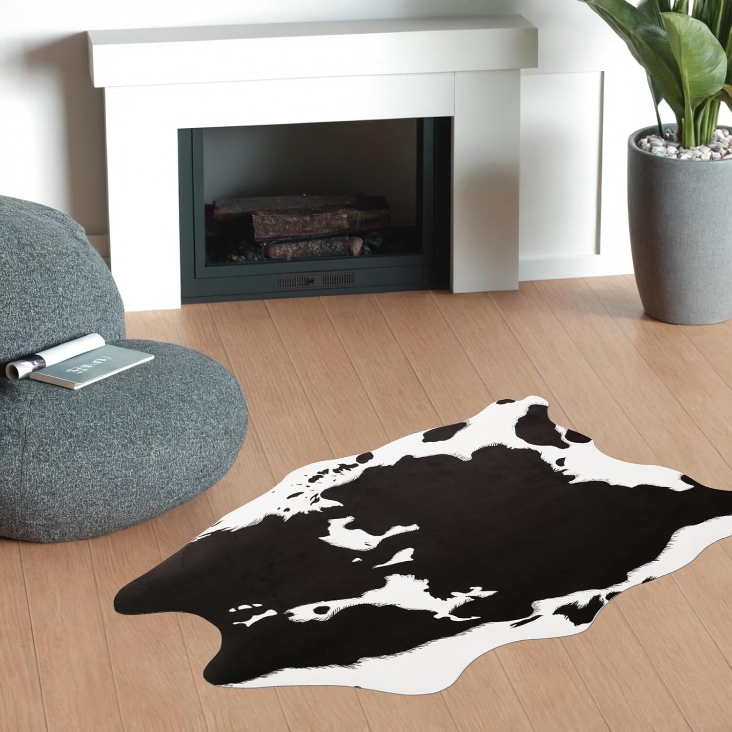 Alfombra De Piel De Vaca De 29.5″ W x 43.3″ L Para Sala De Estar Y Dormitorio US