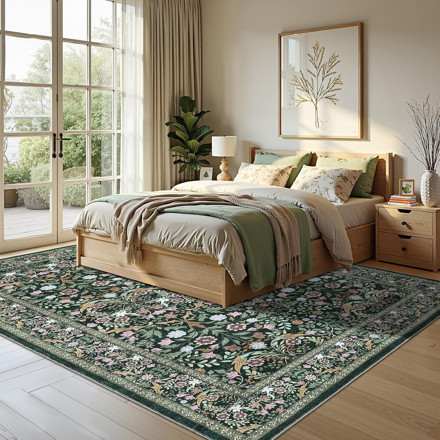 Vintage Floral 9X12 Area Rug – Soft, Washable, Non-Slip for Home & Office