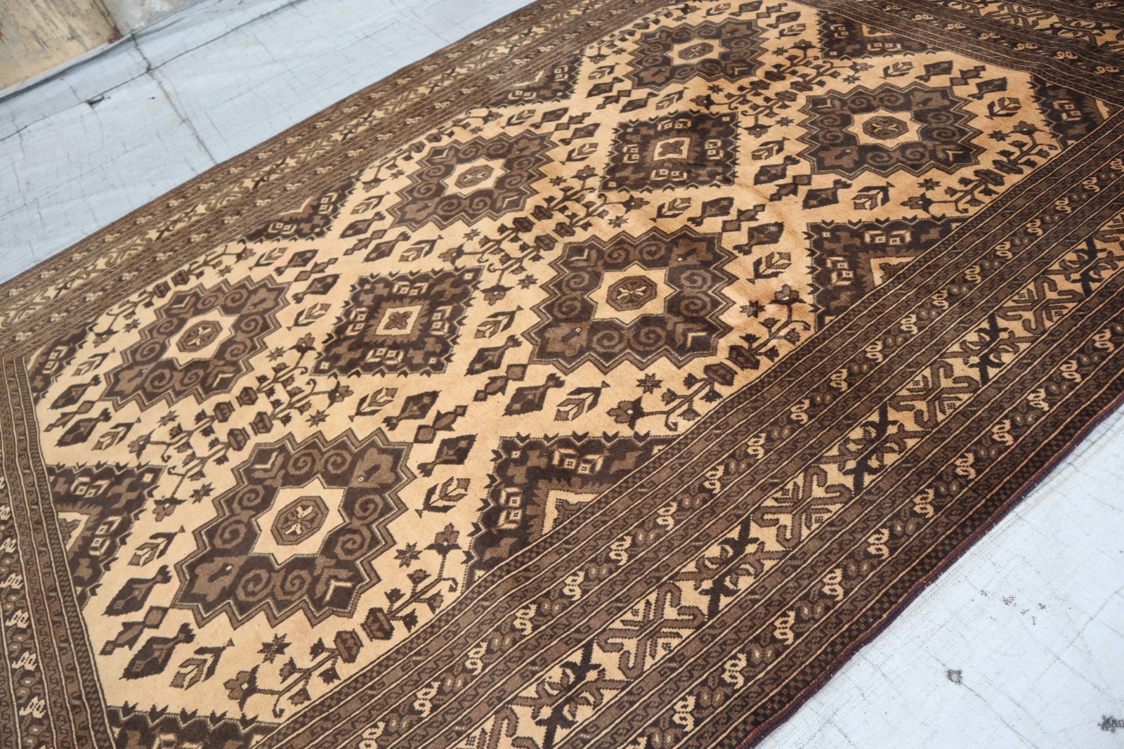 1960s Antique 7×10 Turkman Tribal Handmade 100% Organic Wool Rug / Farmhouse Rug